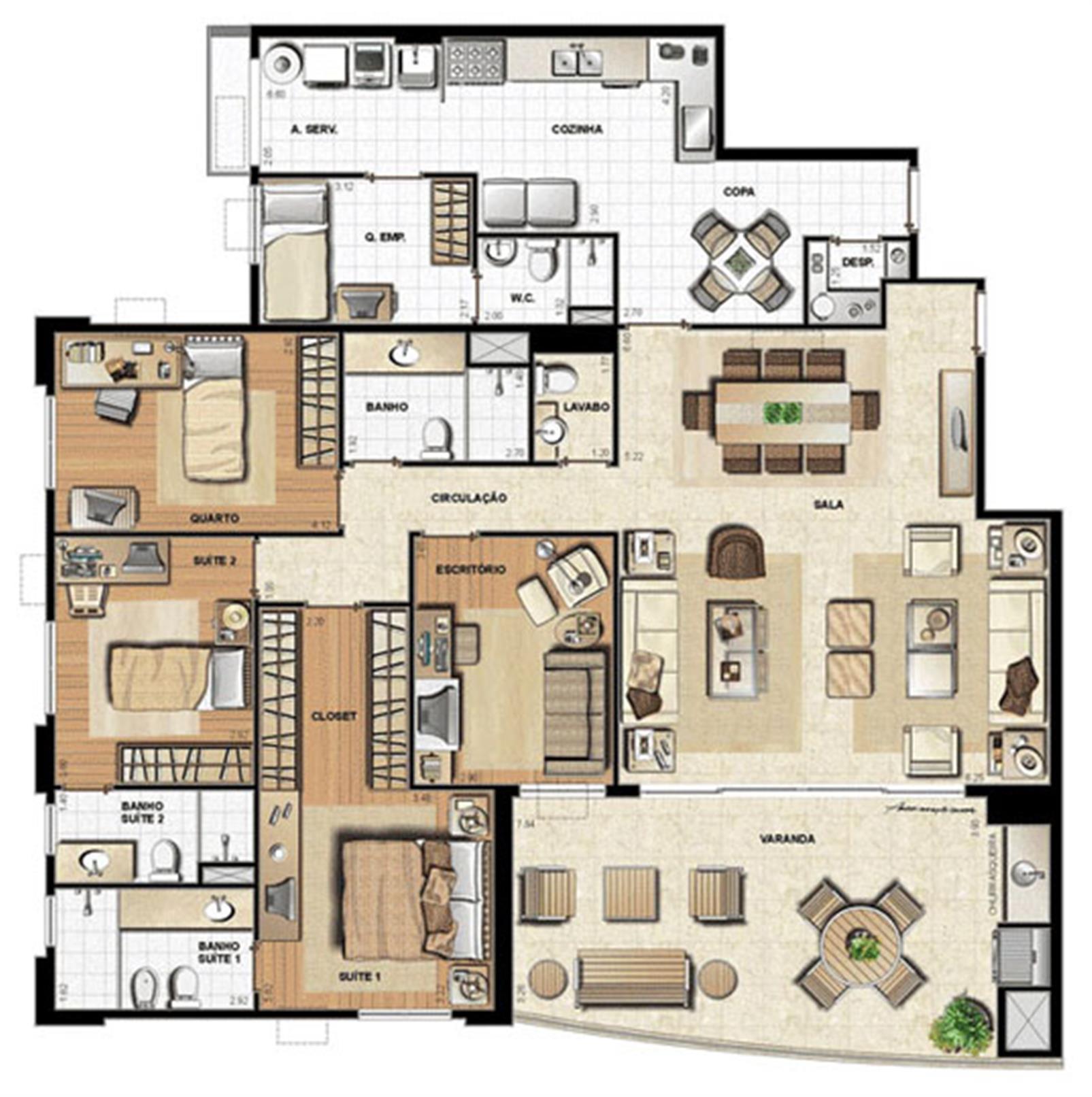 Planta Tipo Ed. Verveine | Atmosfera Península – Barra da Tijuca - Rio de Janeiro - Rio de Janeiro Planta Tipo Ed. Verveine | Atmosfera Península – Apartamento na Barra da Tijuca - Rio de Janeiro - Rio de Janeiro